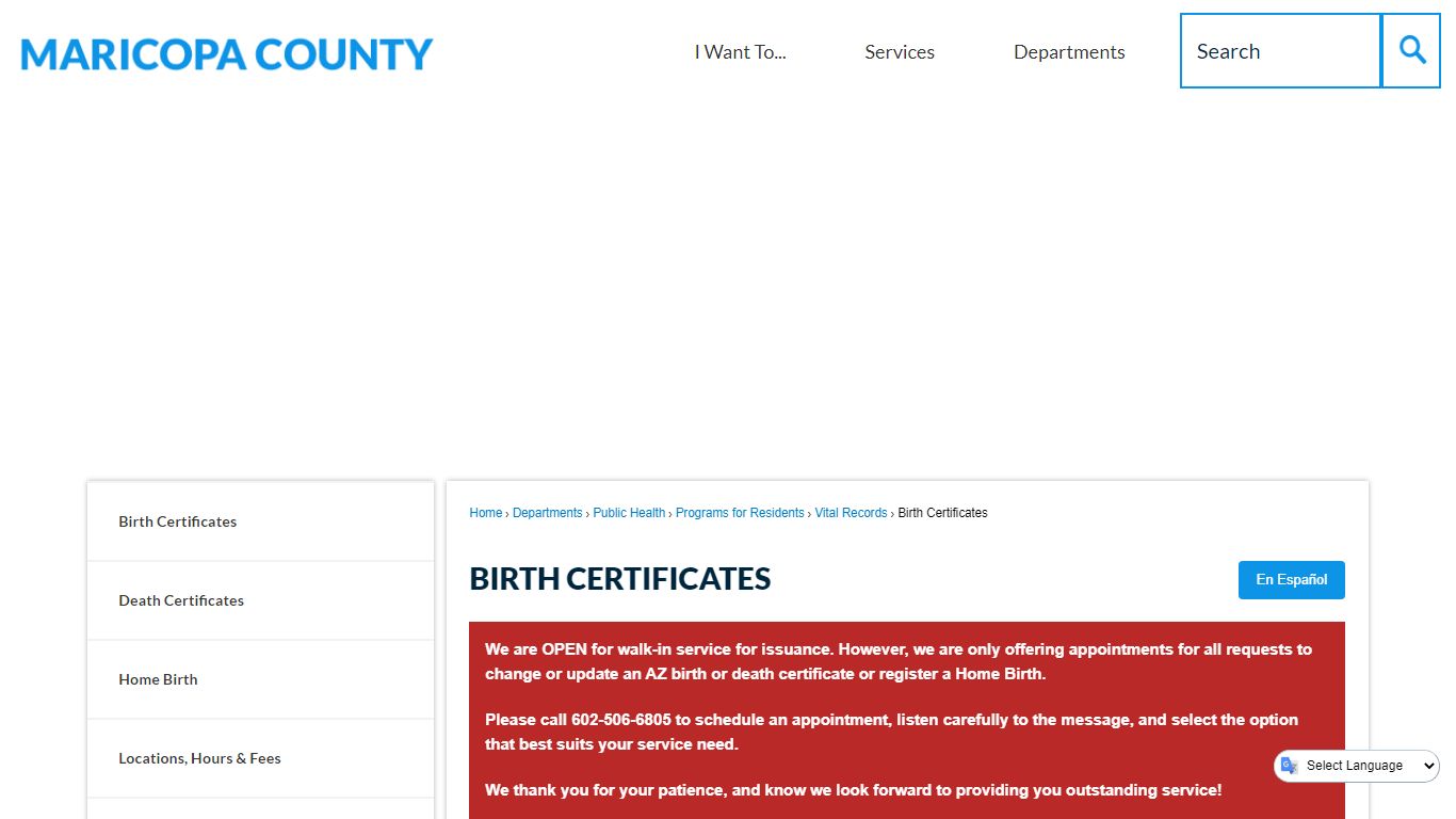 Birth Certificates | Maricopa County, AZ